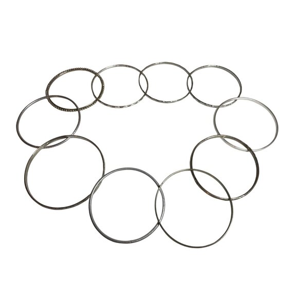 Silver and Gold-Tone Mixed Textured Stackable Bangle Bracelets Lot of 20 - Picture 6 of 6